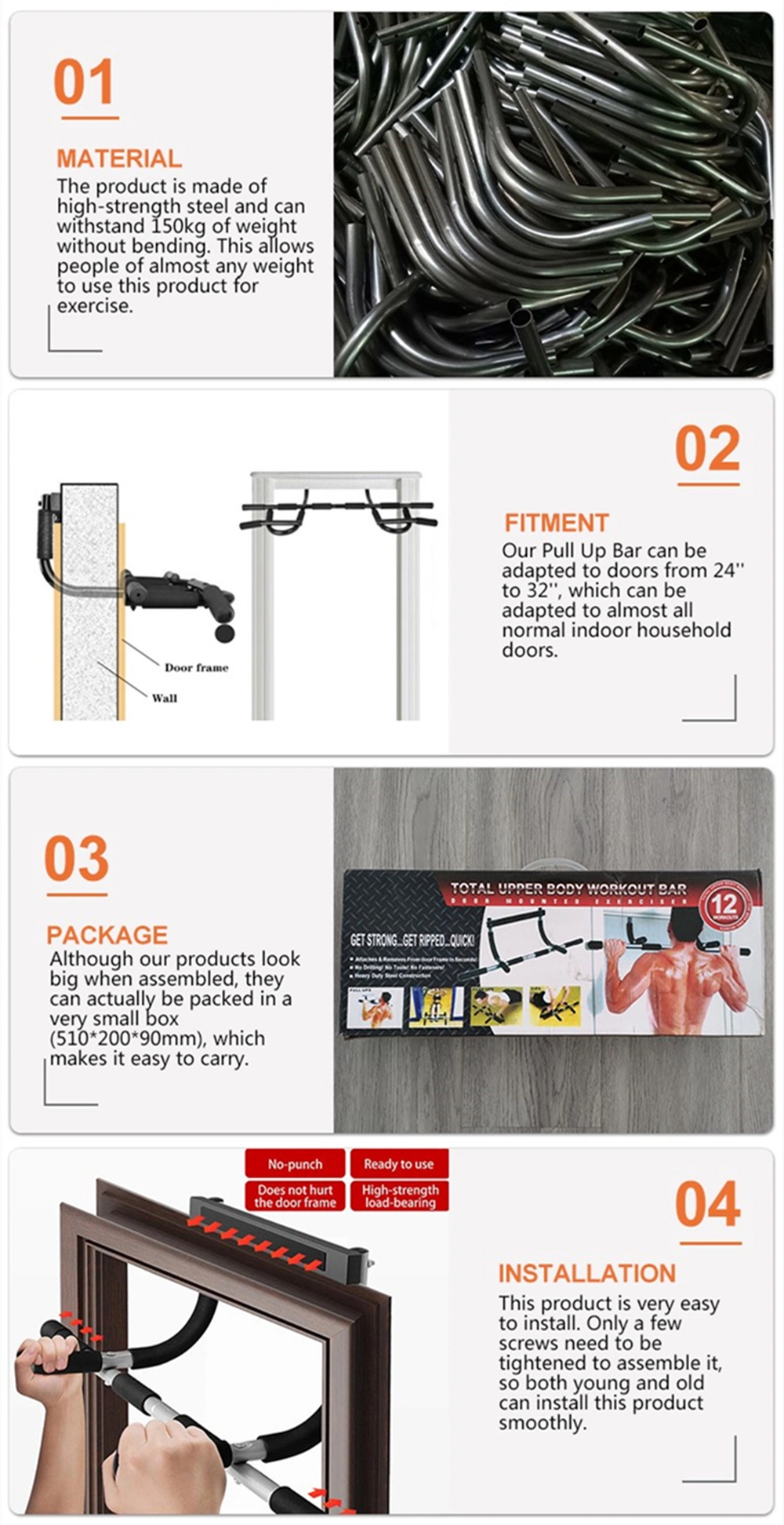 Custom Adjustable Chin up and Pull up Bar for Home