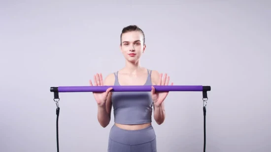 Equipo púrpura portátil de Pilates de la barra de la yoga de la banda de la resistencia ajustable